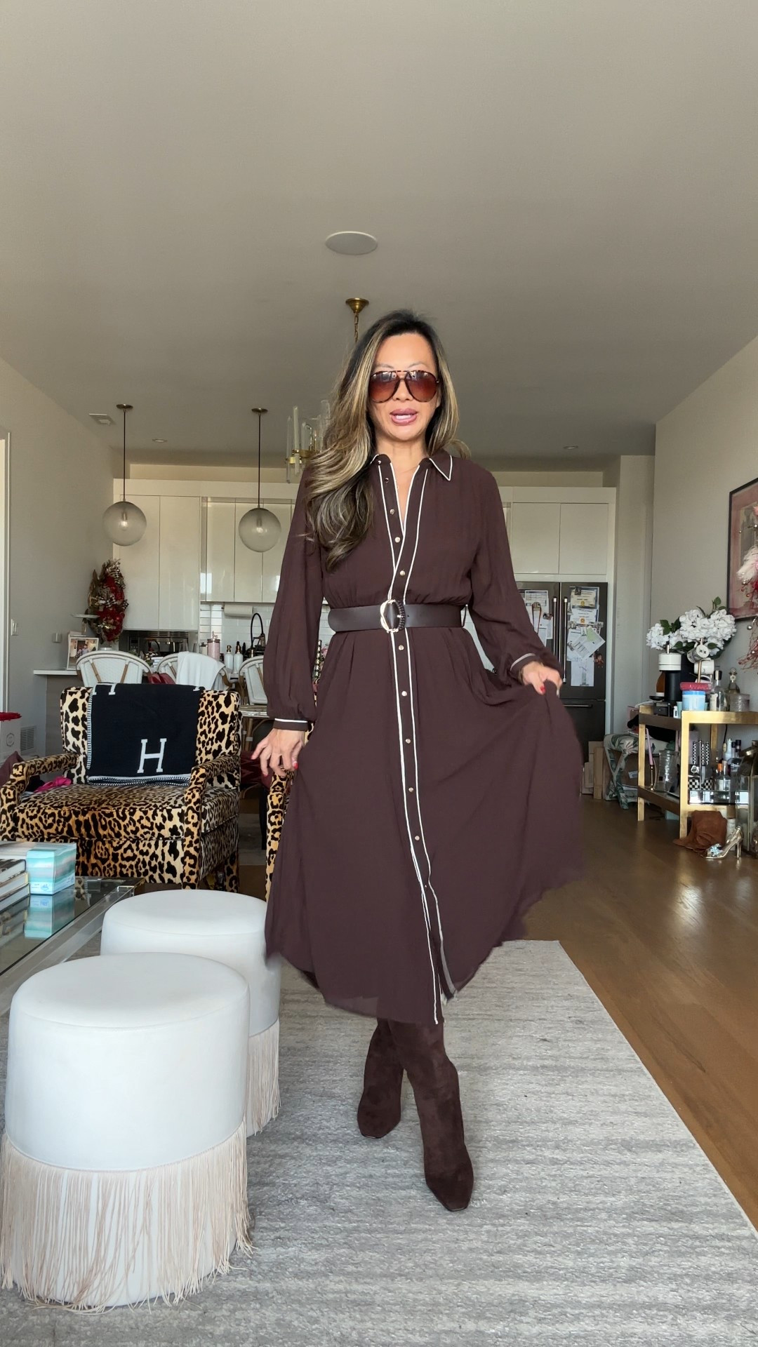 Zara brown midi dress with Amazon boots. Size small. Fall outfit. Fall dress  

#LTKStyleTip #LTKFindsUnder100