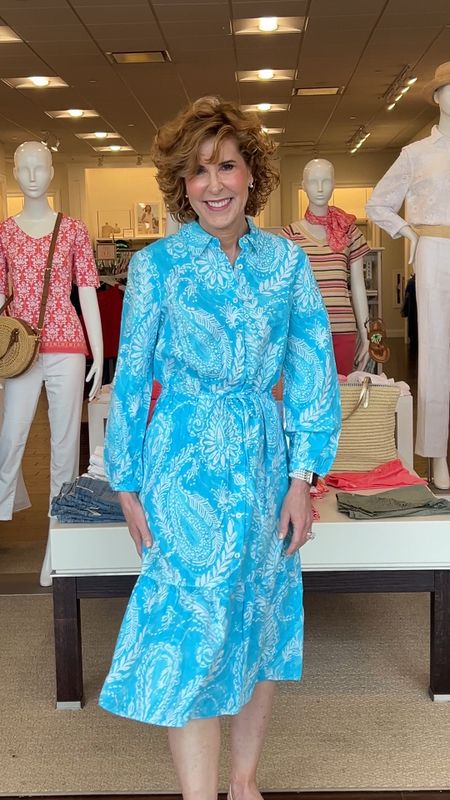 This linen blend shirtdress has the cutest wide ruffle at the hem. I love the bracelet sleeves! Turquoise blue is trending this season!

Take 40% off your first item and 30% off the rest of your purchase with code SUMMER right now at Talbots!

#LTKStyleTip #LTKSaleAlert #LTKSeasonal