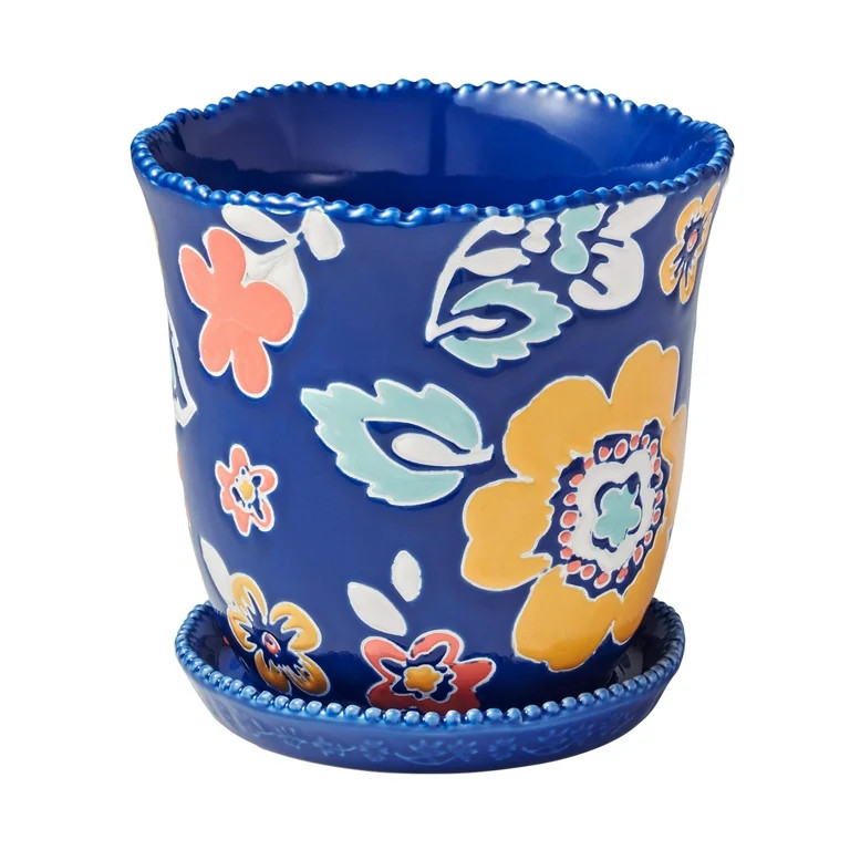 The Pioneer Woman Magic Meadows 6-Inch Round Ceramic Planter, Blue | Walmart (US)