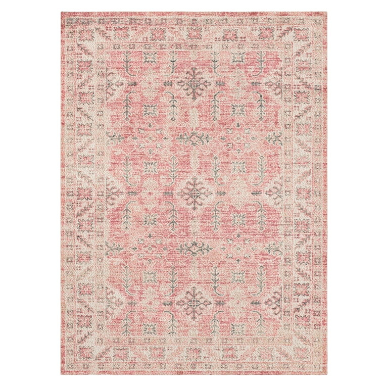 Mainstays Zula Acacia Low Pile Stain/Fade Resistant Polyester Indoor Area Rug, Pink, 5' x 7' | Walmart (US)