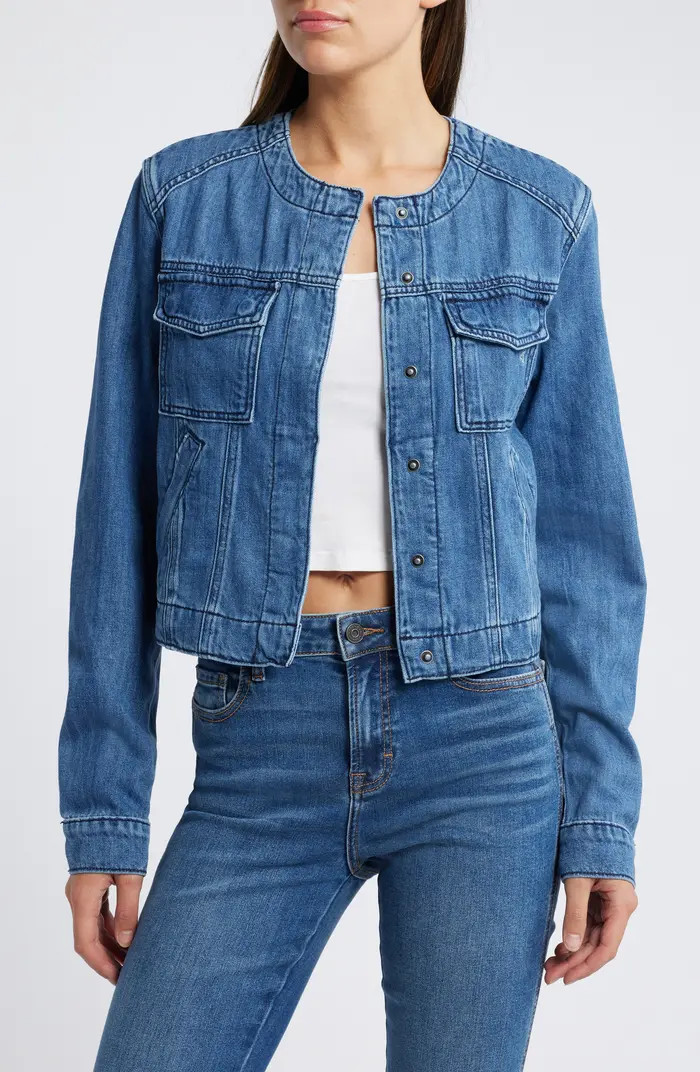 Collarless Denim Trucker Jacket | Nordstrom