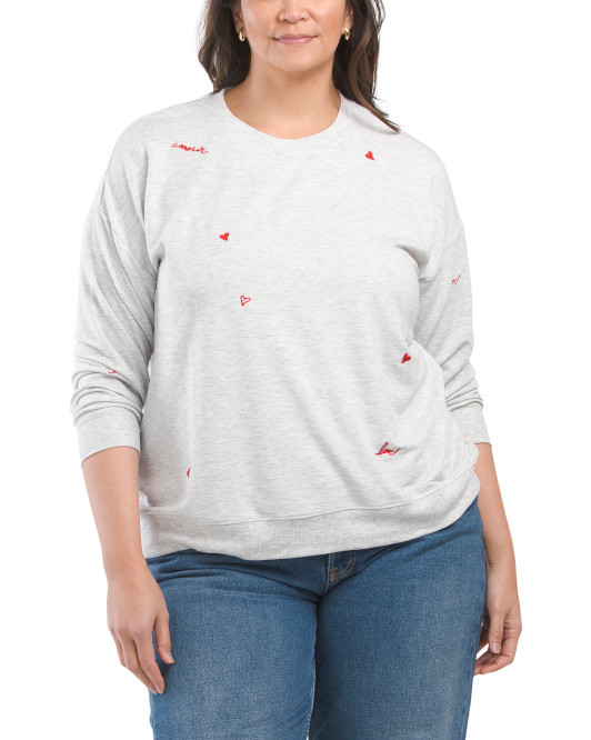 Plus Embroidered Heart Sweatshirt | TJ Maxx