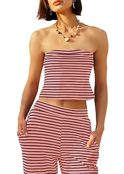 Panadila Womens Striped Two Piece Sets Summer Lounge Outfits Sailor Tube Top and Pants Matching S... | Amazon (US)