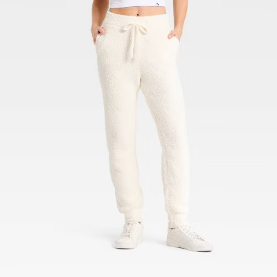 Women's Valentine's Day Embossed Boucle Sweatpants - JoyLab™ Cream | Target