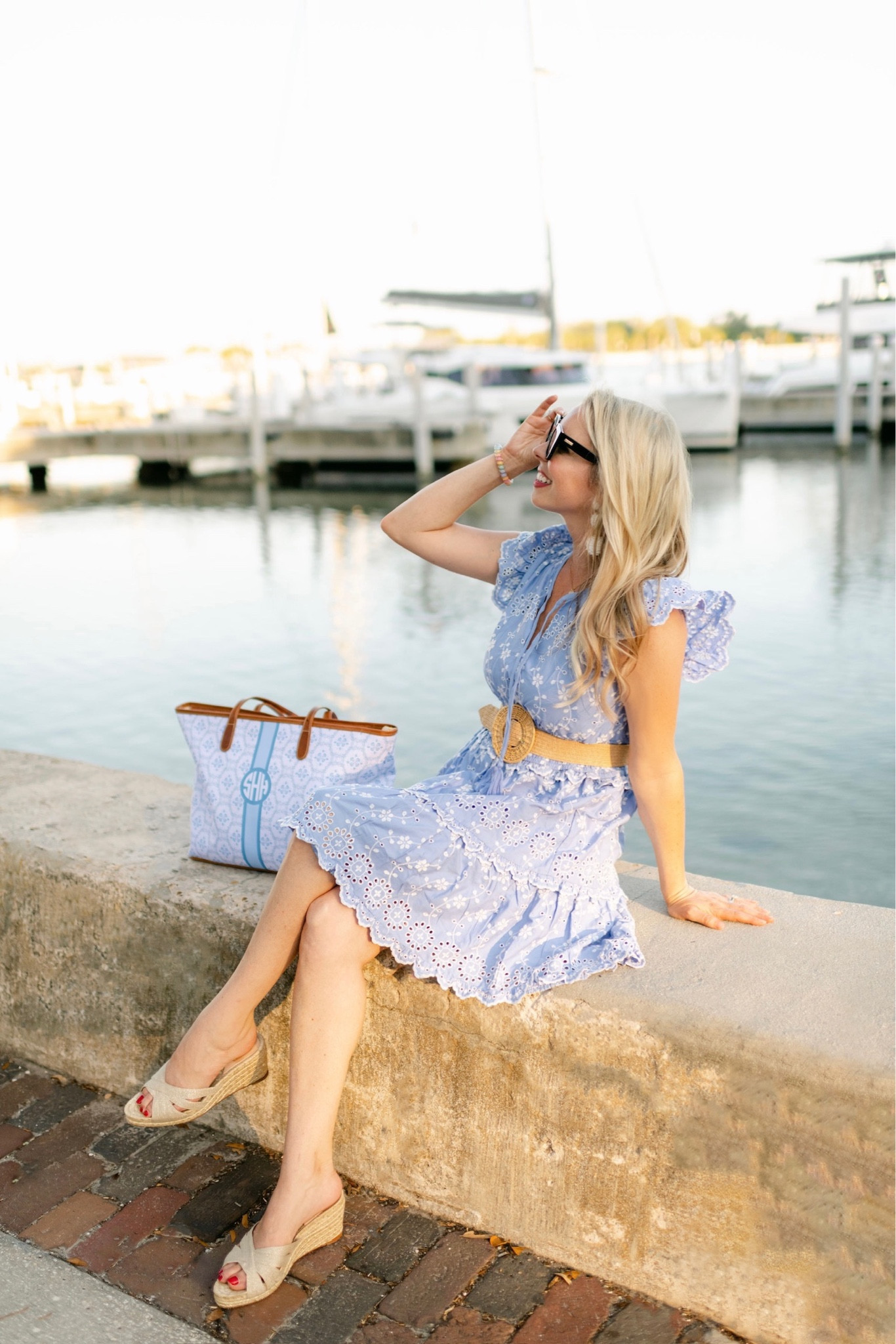 Blue and white summer dress  + Barrington Gifts tote on sale! #monogramit #totesyall #barrington #sailtosable #summerdresses

#LTKSeasonal #LTKtravel #LTKstyletip
