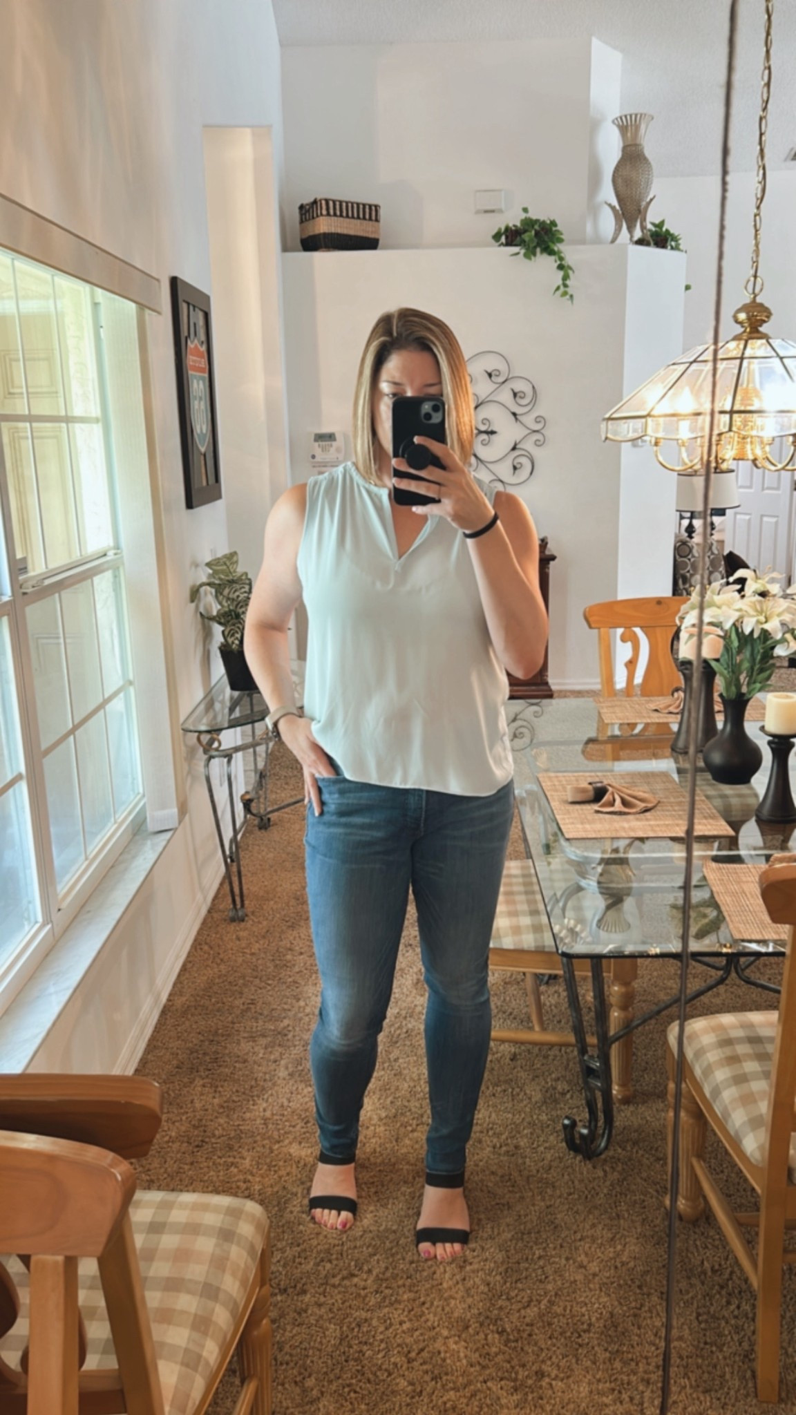 Casual outfit that 100% passes for business casual. I wore this to an open house. Wearing a size L in top, 12L in jeans, and 10 shoes. TTS  

#LTKMidsize #LTKFindsUnder100 #LTKStyleTip