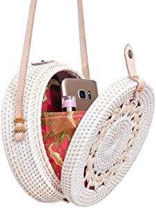 Rattan Bags for Women - Handmade Wicker Woven Purse Handbag Circle Boho Bag Bali | Amazon (US)