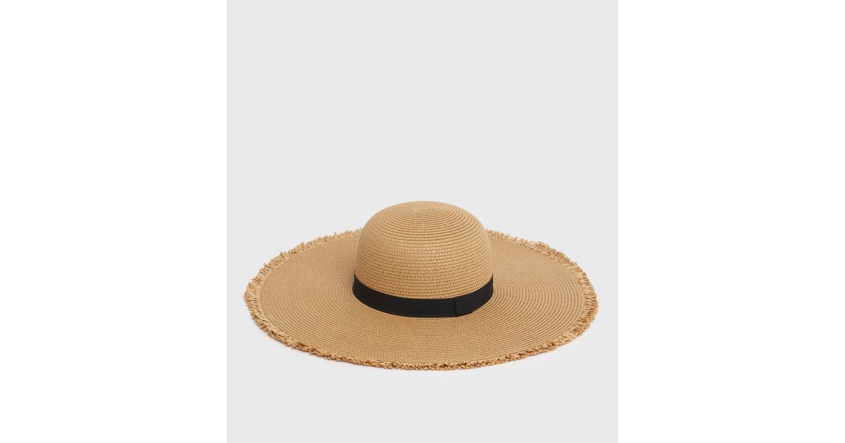 Tan Straw Effect Frayed Floppy Hat
						
						Add to Saved Items
						Remove from Saved Items | New Look (UK)