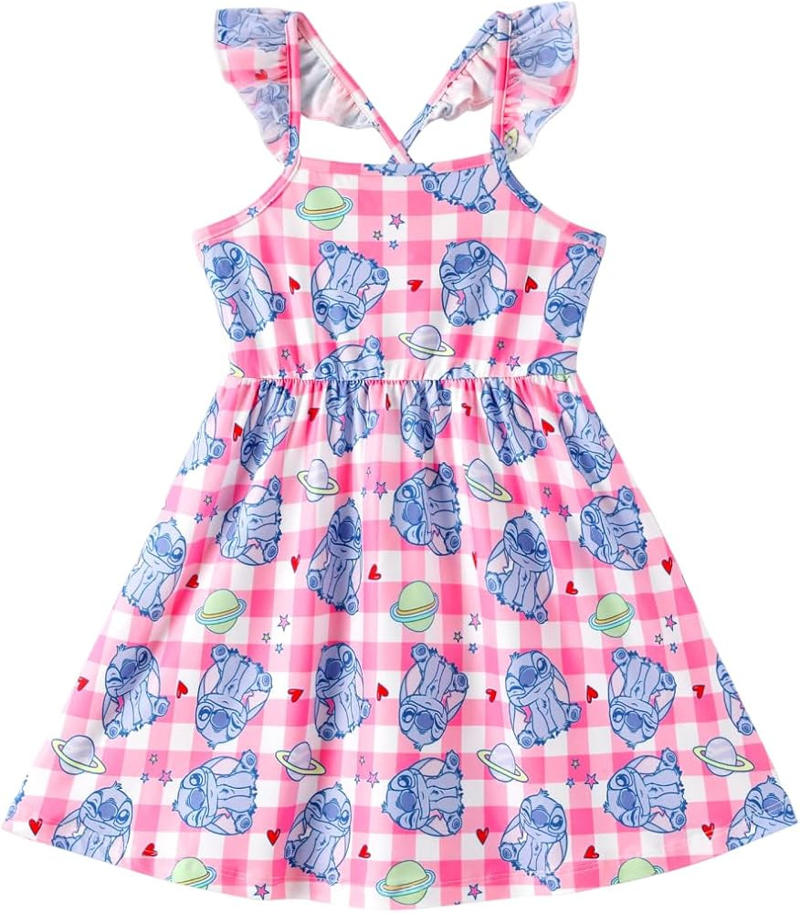 Disney Princess Minnie Mouse Frozen Elsa Girls Dress Ruffle Sleeveless Criss Cross Sundress Summe... | Amazon (US)