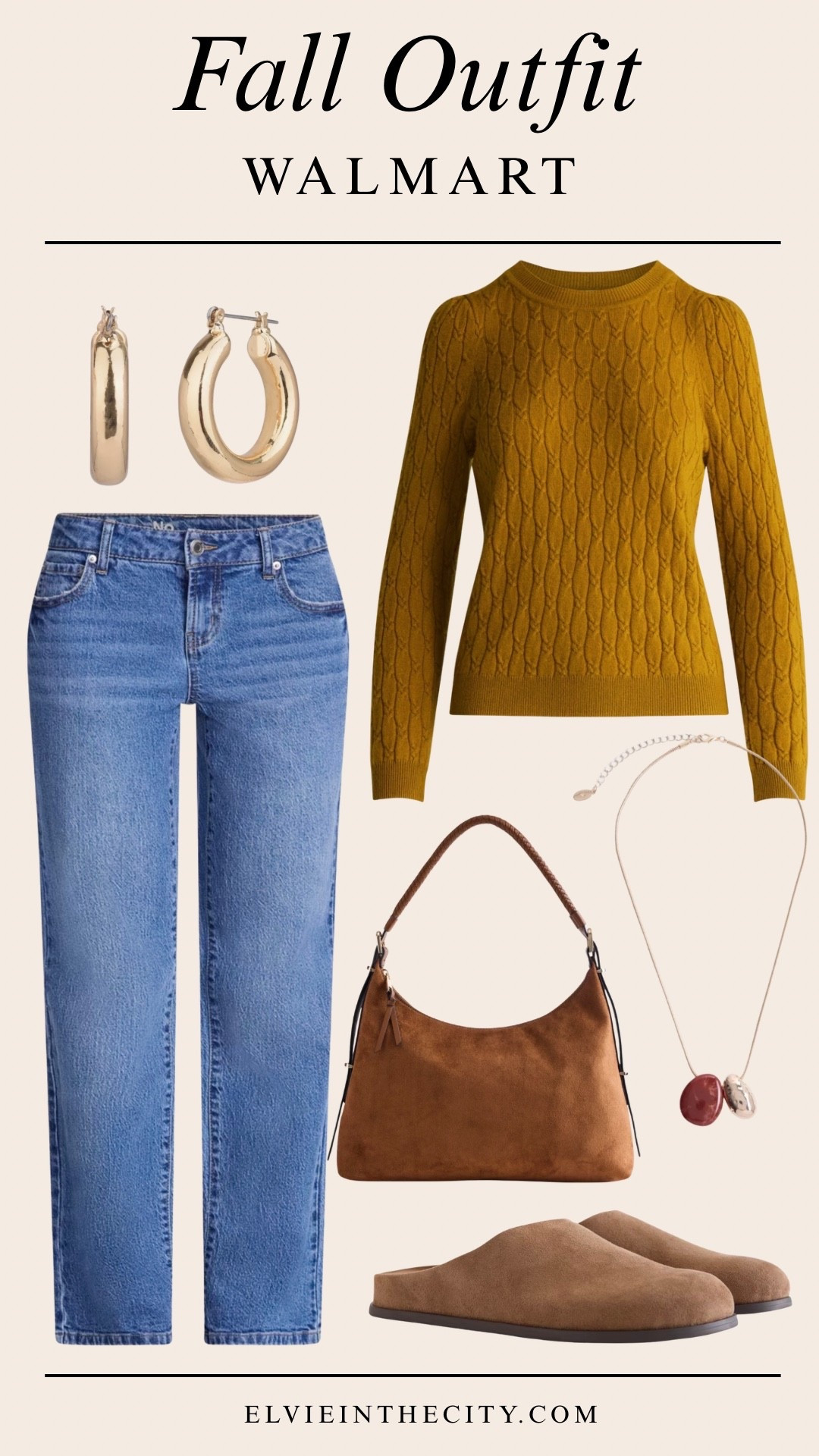 This fall outfit from Walmart includes a yellow cashmere cable knit sweater, straight leg jeans, brown clogs, brown shoulder bag, a gold toned necklace, and gold tone hoop earrings. 


Walmart finds, over 50 style, midlife fashion, petite fashion,midlife women, affordable fashion, fashion over40

#LTKOver40 #LTKPetite #LTKootd
