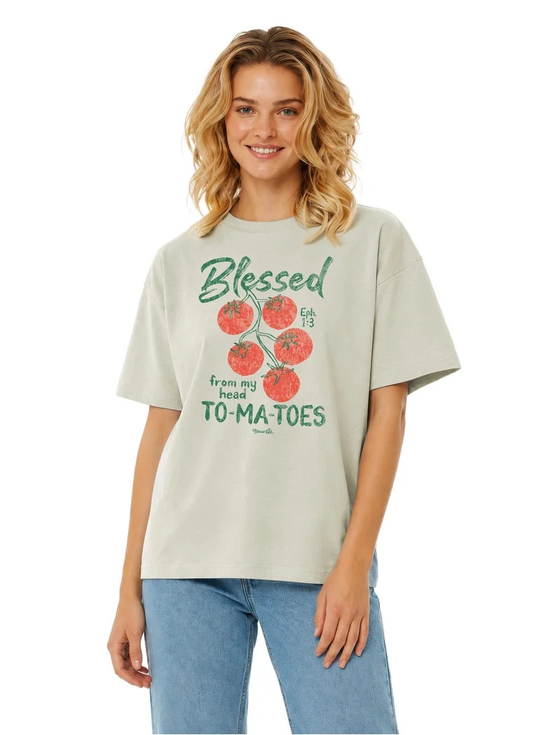 Blessed Girl Womens Short Sleeve T-Shirt To-ma-toes, Blue, MD | Walmart (US)