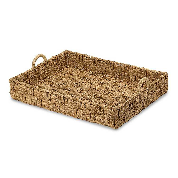 New! Rectangular Seagrass Woven Tray with Handles | Kirklands