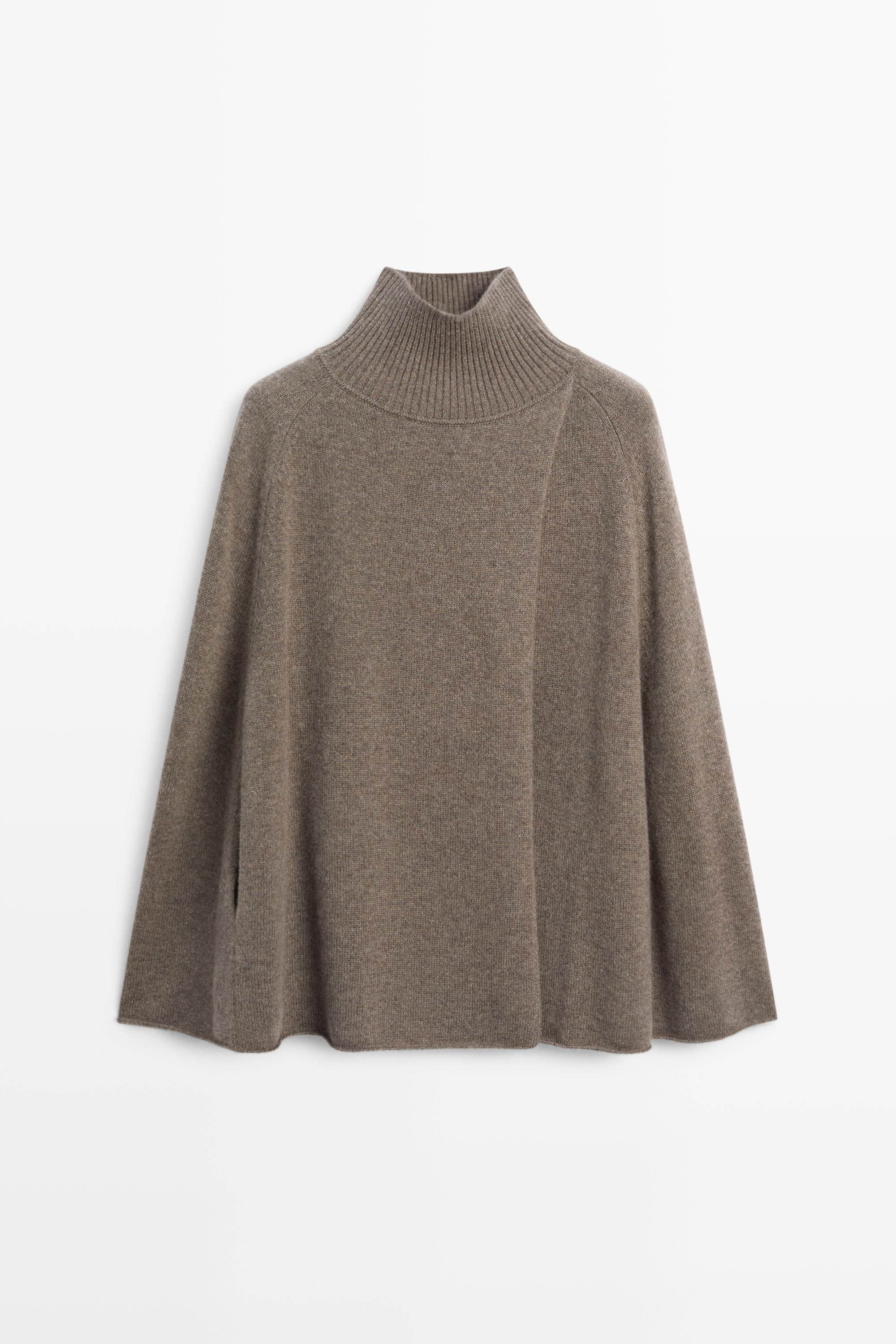 Strickcape mit Wickeloptik aus 100 % Kaschmir | Massimo Dutti DE