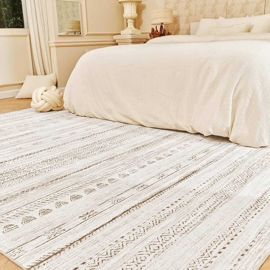 5x7 Area Rugs for Living Room Machine Washable Rug Distressed Indoor Carpet Neutral Moroccan Boho... | Amazon (US)