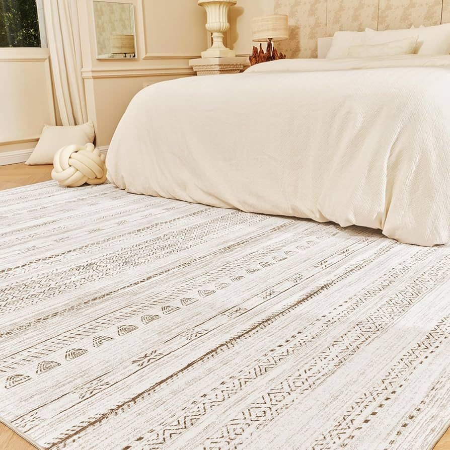 8x10 Area Rugs for Living Room Machine Washable Rug Distressed Indoor Carpet Neutral Moroccan Boh... | Amazon (US)