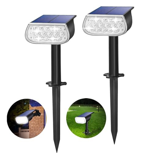 WaitScher Solar Spot Lights Outdoor IP67 Waterproof Landscape Spotlights Dusk to Dawn Daylight 2 Pack | Amazon (US)