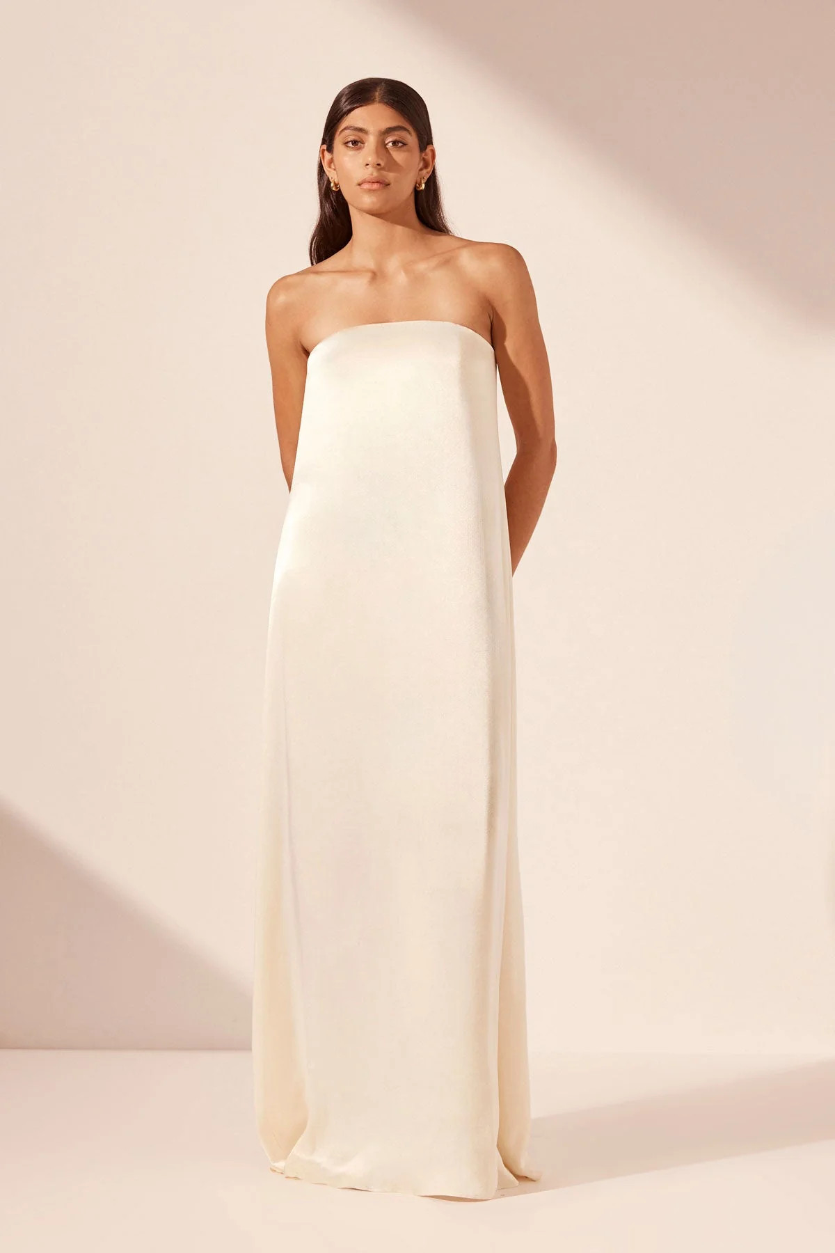 LA LUNE STRAPLESS COLUMN MAXI DRESS | CREAM | DRESSES | SHONA JOY | Shona Joy
