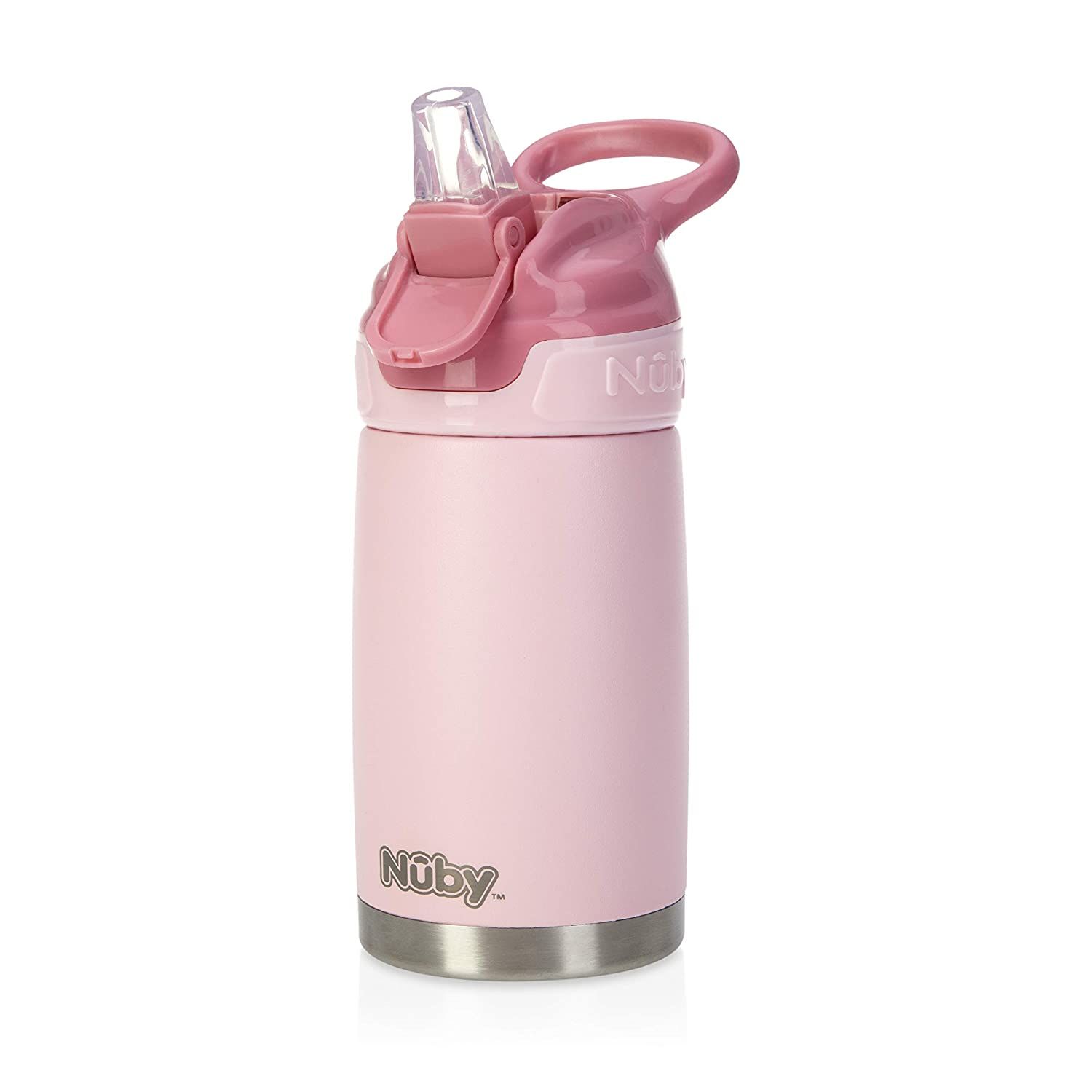 Nuby Thirsty Kids No Spill Flip-It Reflex Stainless Steel Travel Cup, 10 Oz, Pink | Amazon (US)