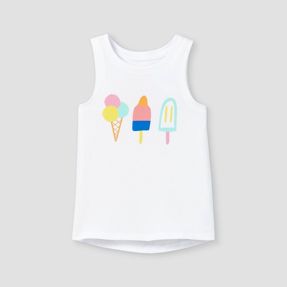 Toddler Girls' Ice Cream Graphic Tank Top - Cat & Jack™ White | Target