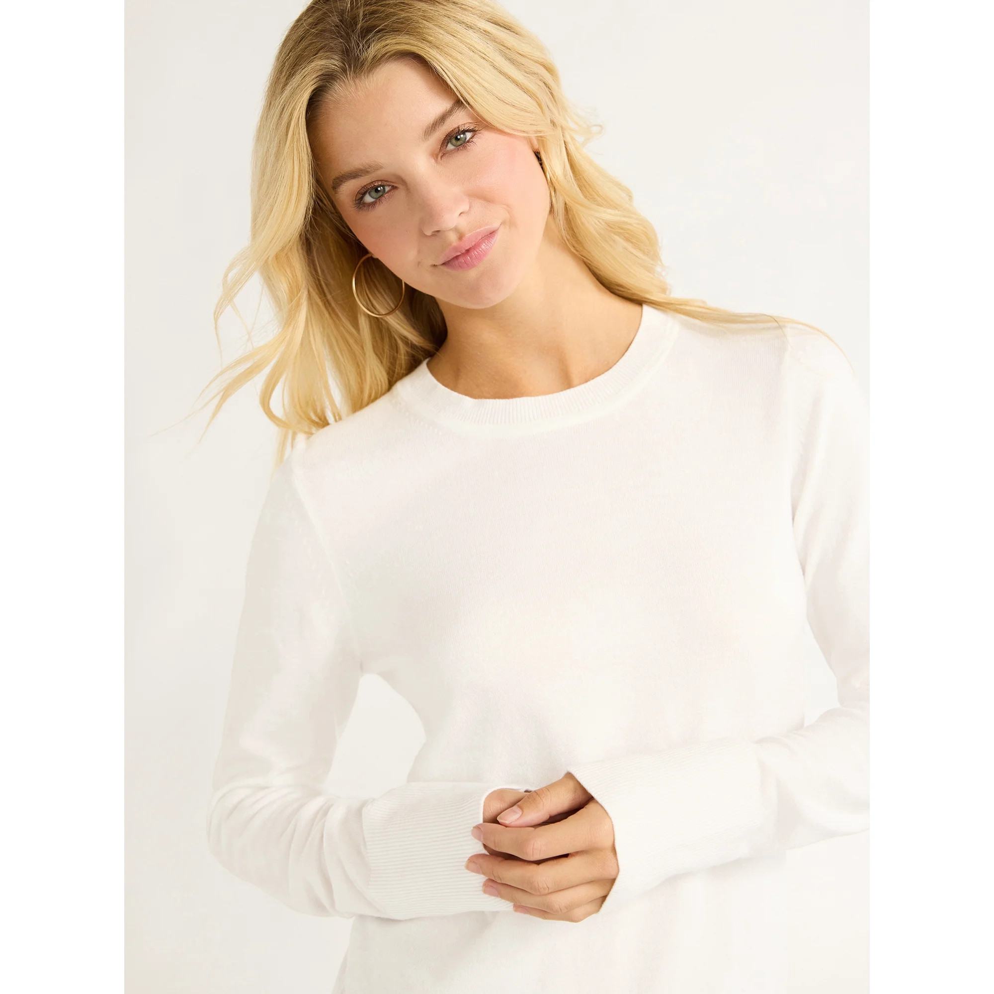 Free Assembly Women’s Cozy Yarn Crewneck Sweater with Long Sleeves, Lightweight, Sizes XS-XXXL | Walmart (US)