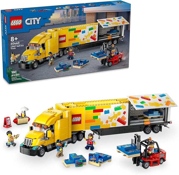 LEGO City Yellow Delivery Truck Toy, Comes with a Semitruck Model, Forklift and 4 Minifigures for... | Amazon (US)
