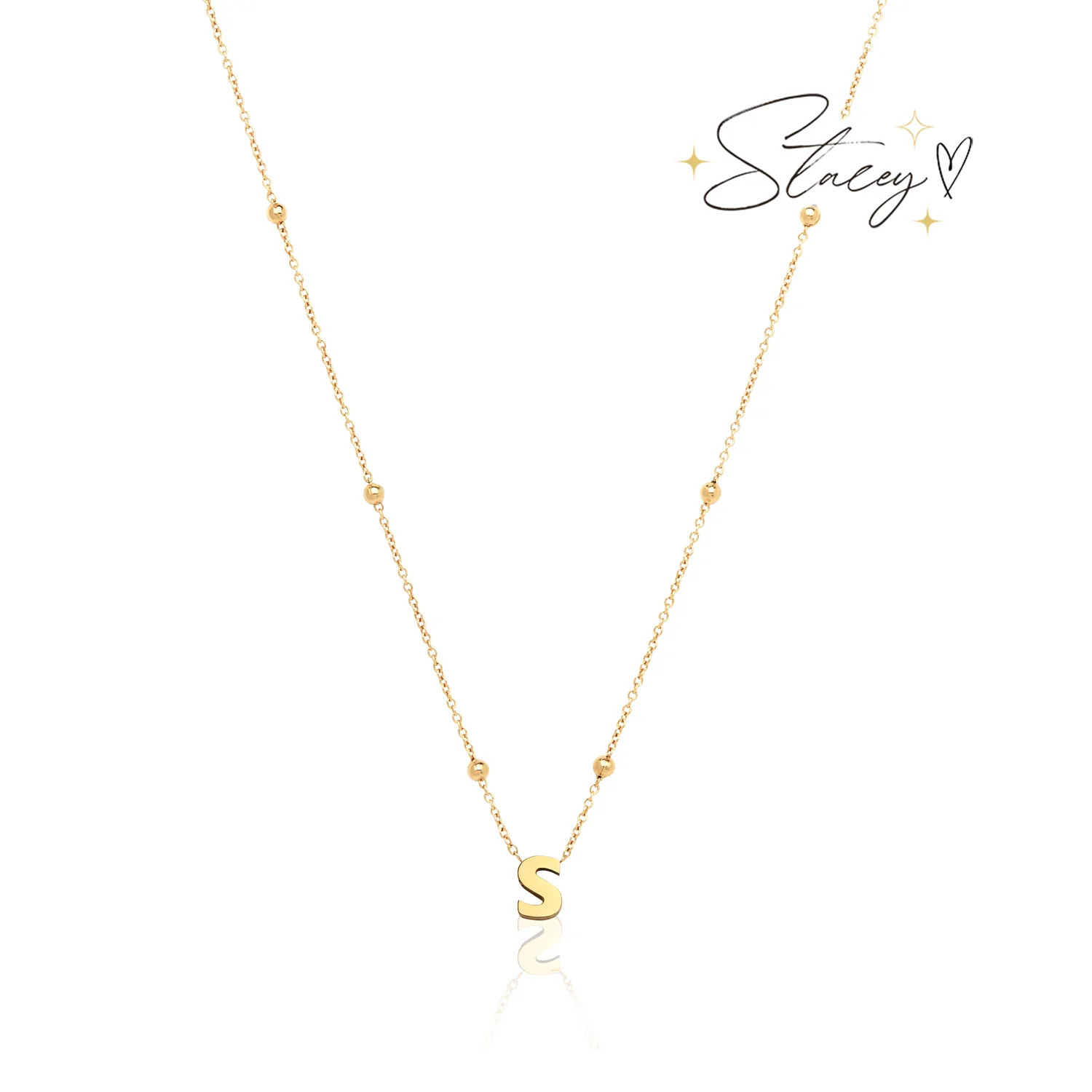 Mini Letter Sphere Chain Necklace (Gold) | Abbott Lyon