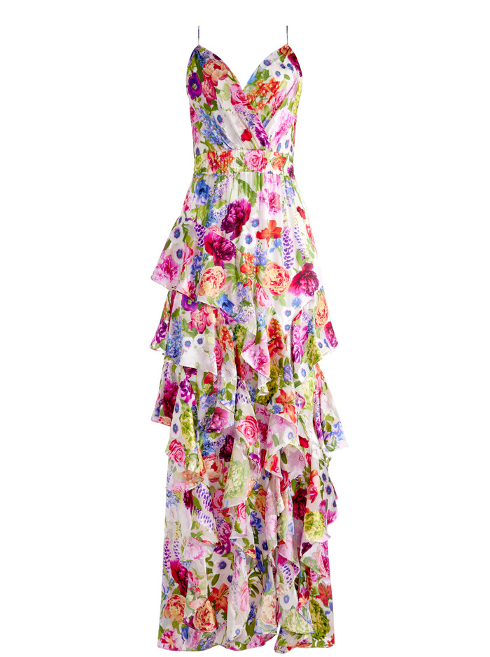 HAYDEN V-NECK FRONT RUFFLE DRESS | Alice + Olivia