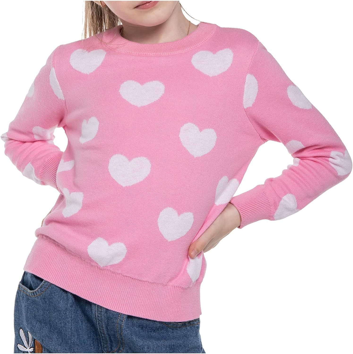 Kid Nation Girls Sweaters Valentines Sweaters for Girls Kids Heart Sweater Toddler Holiday Pullov... | Amazon (US)