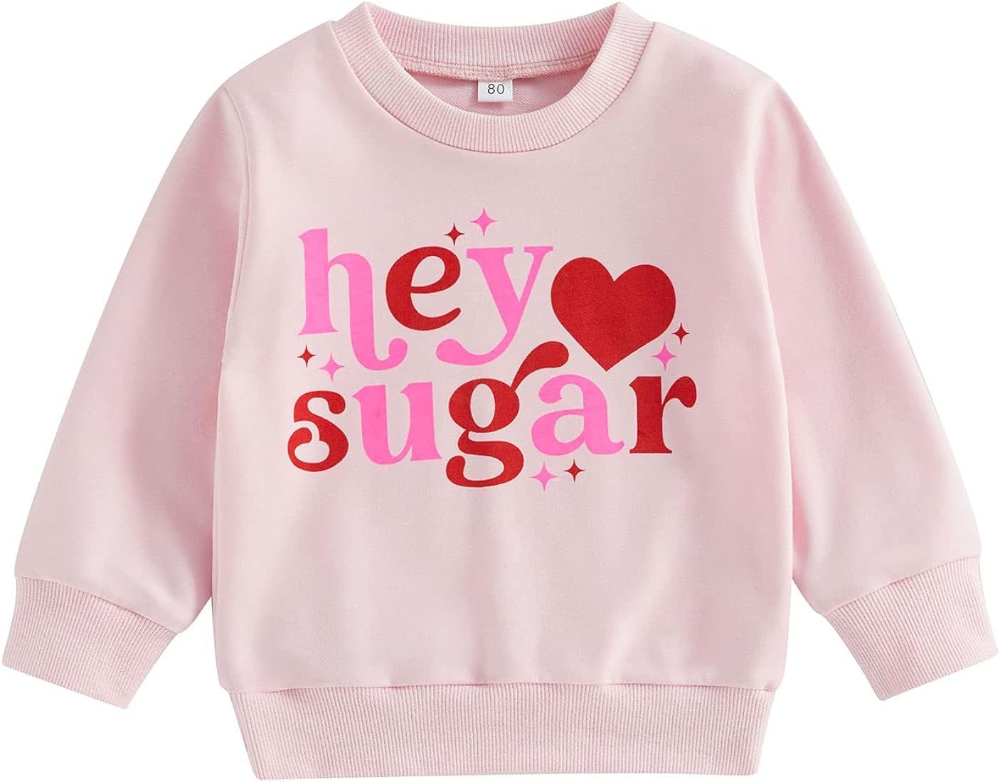 Infant Toddler Baby Girl Valentine 's Day Outfit Heart Printed Long Sleeve Sweatshirt Crewneck Pu... | Amazon (US)