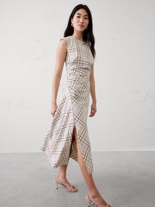 High-Neck Shirred Midi Dress | Banana Republic Factory