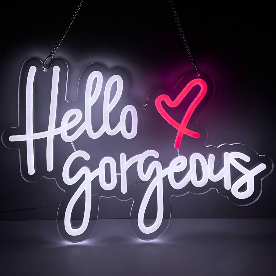 Hello Gorgeous Neon Signs for Wall Decor White & Pink LED Signs for Wall, Sign Hello Gorgeous Neo... | Amazon (US)