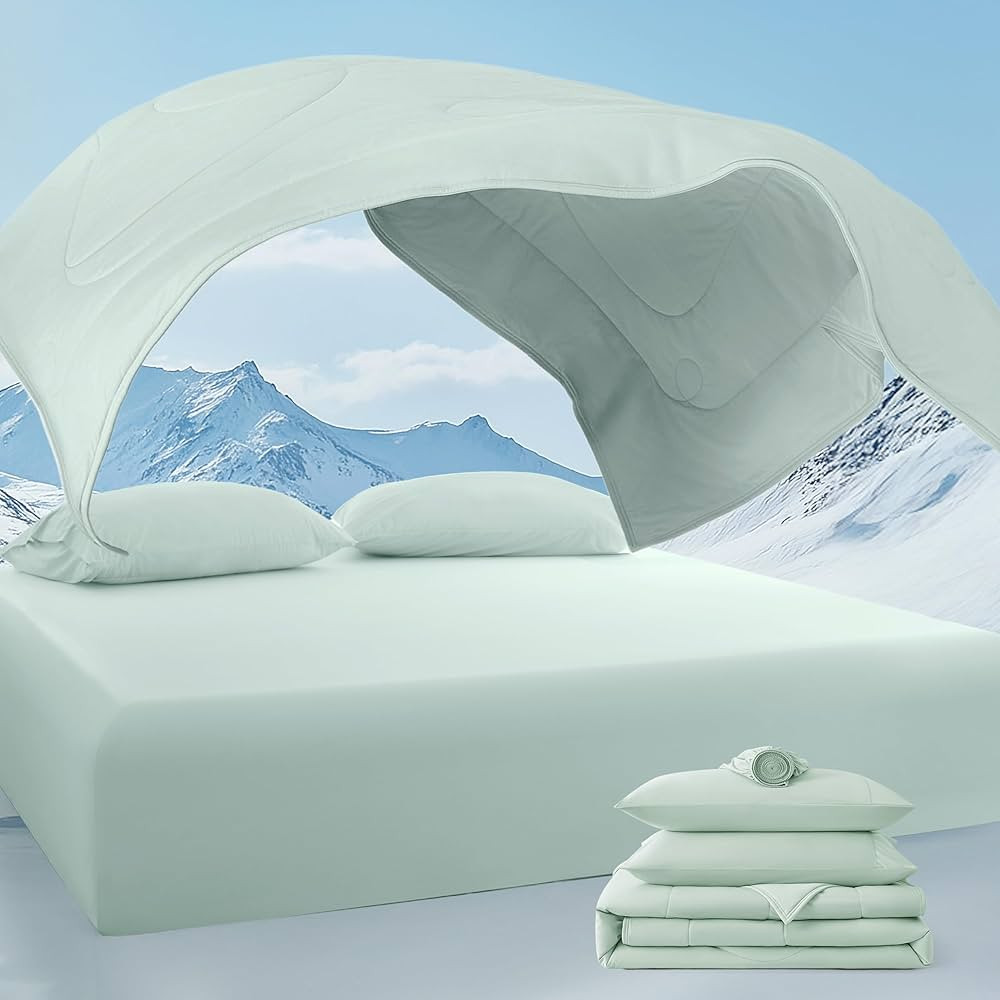 Cooling Comforter Set - Ultra Comfort 4pcs with King Size Cooling Blanket, Wrinkle-Free Deep Pock... | Amazon (US)
