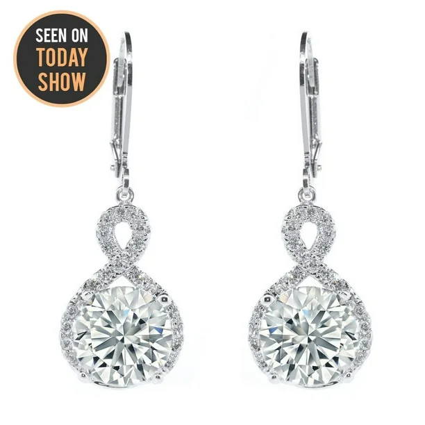 Alessandra 18k White Gold Infinity Halo Drop Earrings, Silver CZ Crystal Dangle Earrings Round Di... | Walmart (US)