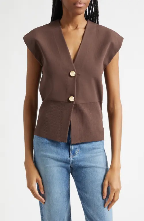 Veronica Beard Isador Sweater Vest in Dark Mocha at Nordstrom, Size Large | Nordstrom