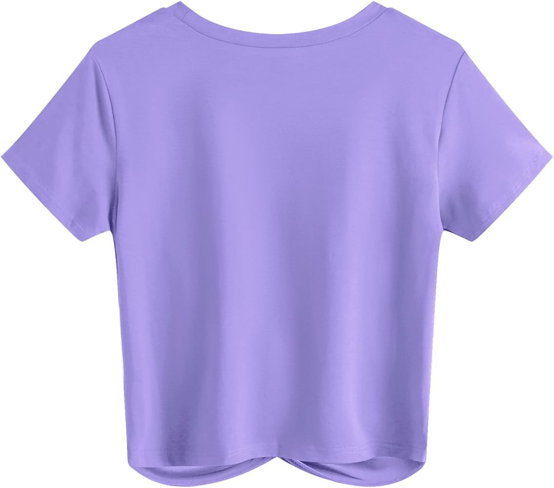 JINKESI Women's Summer Causal Short Sleeve Blouse Round Neck Crop Tops Twist Front Tee T-Shirt | Amazon (US)