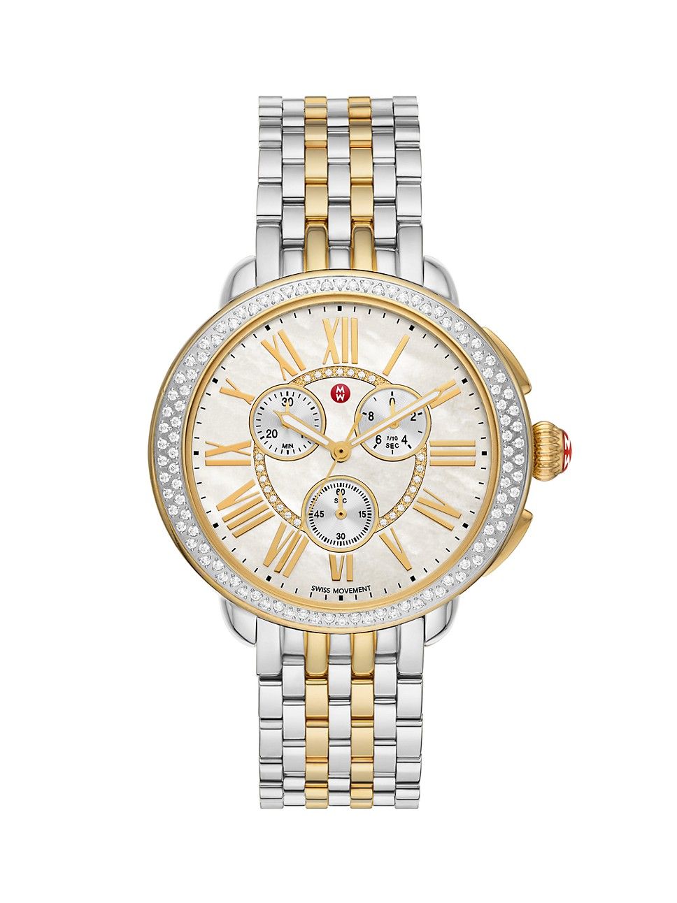Serein Two-Tone Stainless Steel, Mother-Of-Pearl & 0.62 TCW Diamond Chronograph Watch/38MM x 40MM | Saks Fifth Avenue