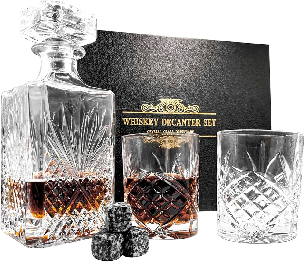 CHRHZN Whiskey Decanter Set, Father’s Day Gifts Italian Crafted,With 2 Whiskey Glasses,Gifts fo... | Amazon (US)
