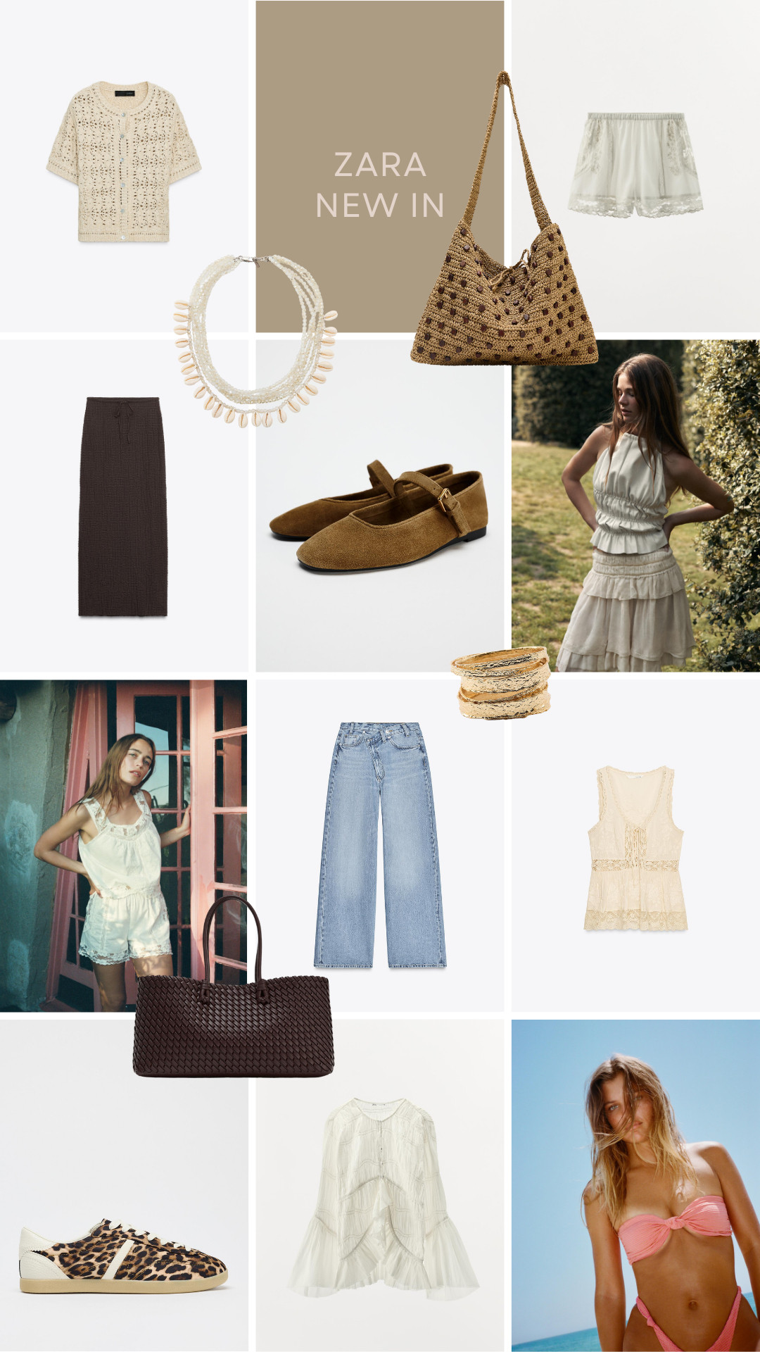 Top, Necklace, Cardigan, Bag, Blouse, Shorts, Bikini Top and Bottoms, Skirt, Bracelet Pack, Trainers, ZARA 

 #LTKuk #LTKsummer