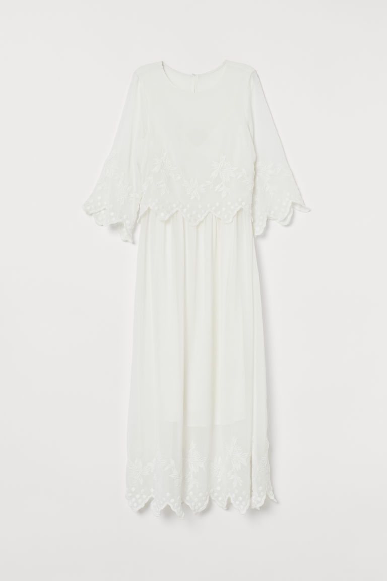 H & M - Dress with Embroidery - White | H&M (US)