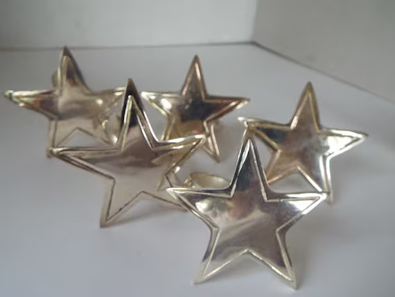 Set of 5 Silver Plate Star Napkin Holders Napkin Rings 4th. of | Etsy | Etsy (US)