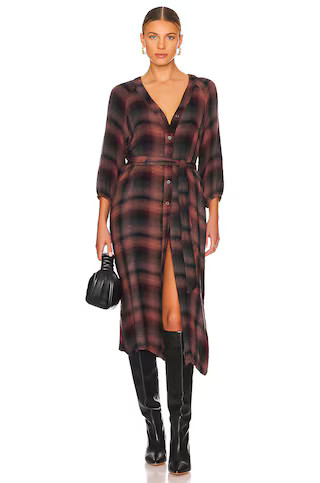 Bella Dahl Button Down Midi Dress in Canyon Pucker Plaid from Revolve.com | Revolve Clothing (Global)
