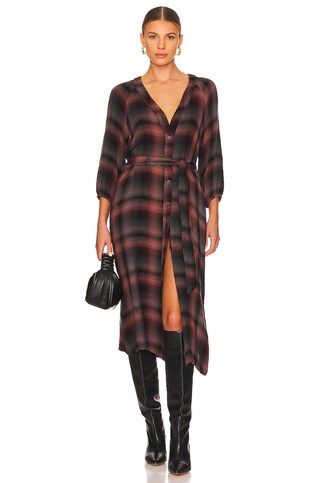 Bella Dahl Button Down Midi Dress in Canyon Pucker Plaid from Revolve.com | Revolve Clothing (Global)