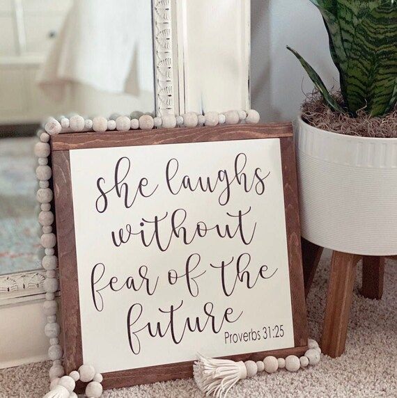 She Laughs Without Fear Of The Future Wooden Sign | Etsy | Etsy (US)
