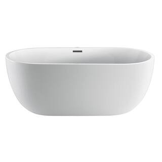Barclay Products Penney 61 in. Acrylic Flatbottom Non-Whirlpool Bathtub in White with Tap Deck and I | The Home Depot