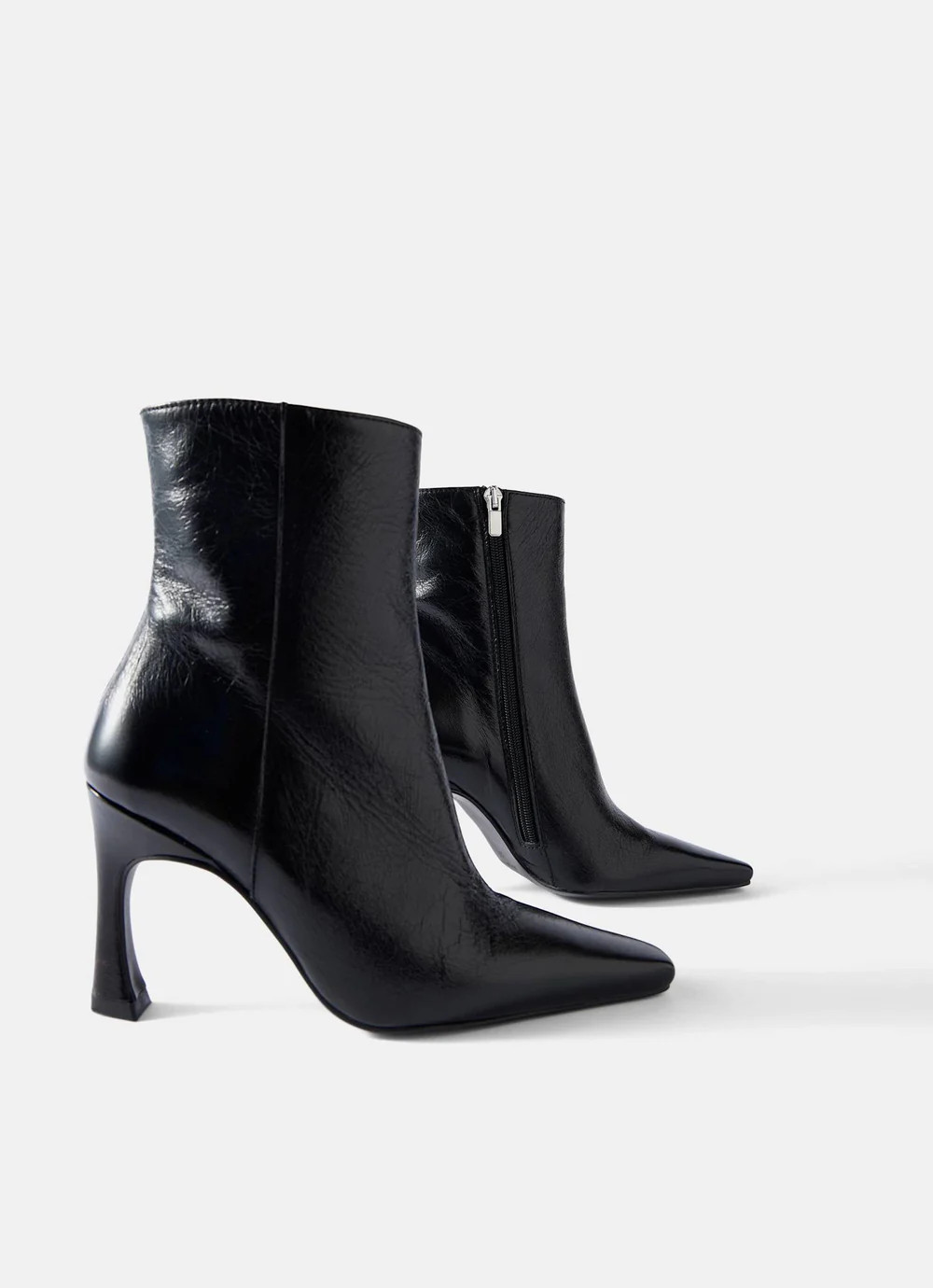 Mila Black Leather High Heel Ankle Boots | Mint Velvet