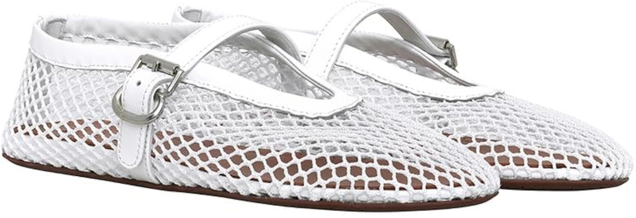 Mesh Ballet Flats for Women Ballerina Mary Jane Flats Round Toe Buckle Ballet Flats Shoes for Wom... | Amazon (US)