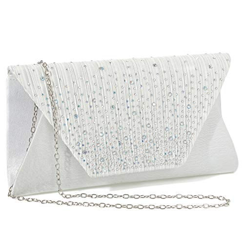 clutches and evening bags Women Evening Envelope Handbag Party Bridal Clutch Purse Shoulder Cross Body Bag(White) One Size | Amazon (US)