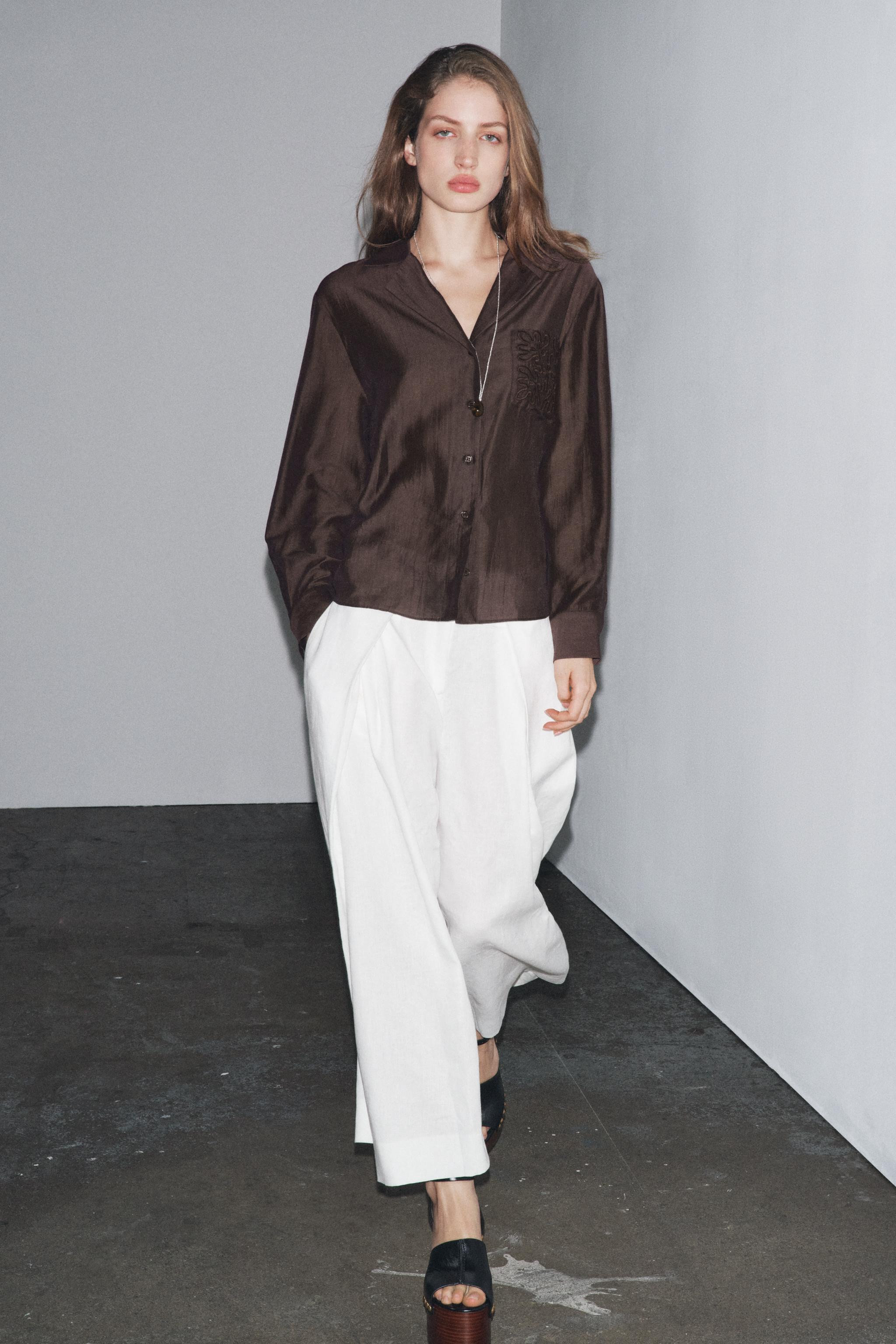 ZW COLLECTION EMBROIDERED POCKET SHIRT | Zara US