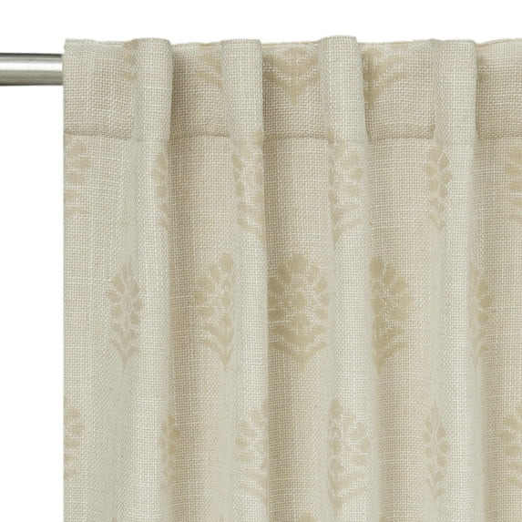 Better Homes & Gardens Floral Block Print Blackout Single Curtain Panel, Beige, 50"W x 95"L | Walmart (US)