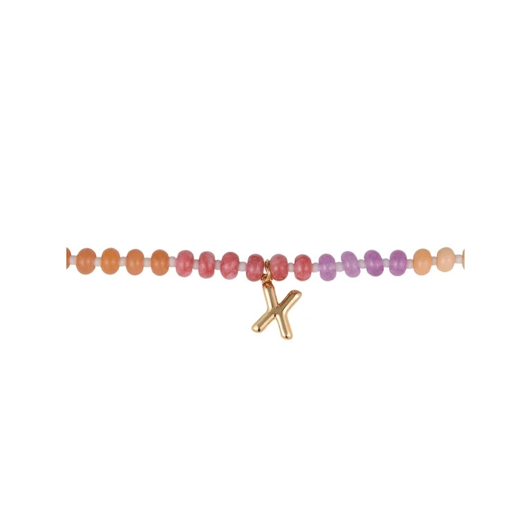 Time and Tru Goldtone Multicolored Bead Initial "X" Necklace | Walmart (US)